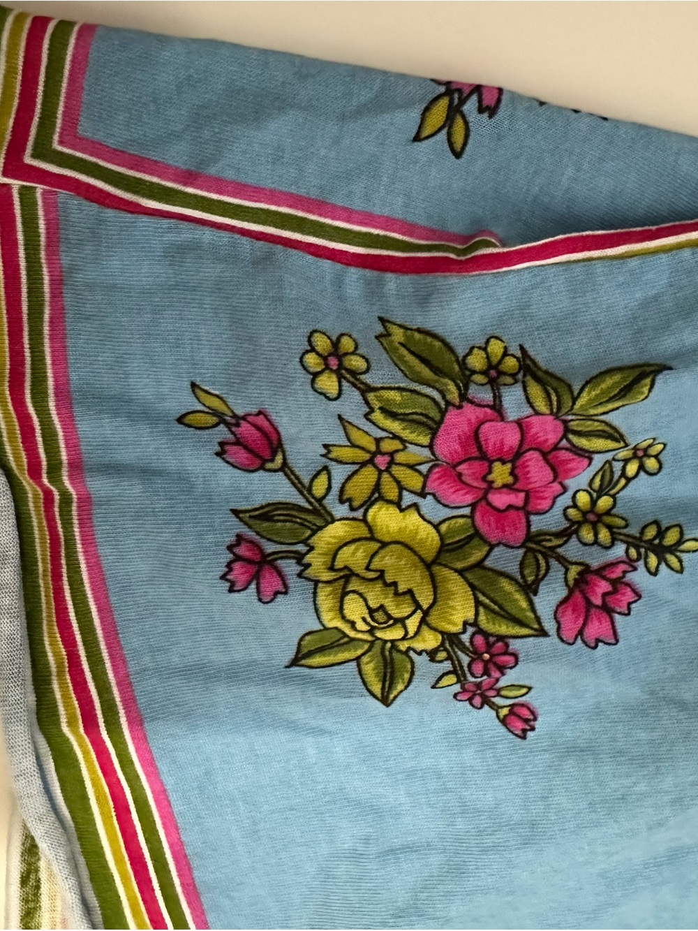 Free People Blue Floral V-Neck Cami with Pink and Yellow Blooms - Picture 3 of 4